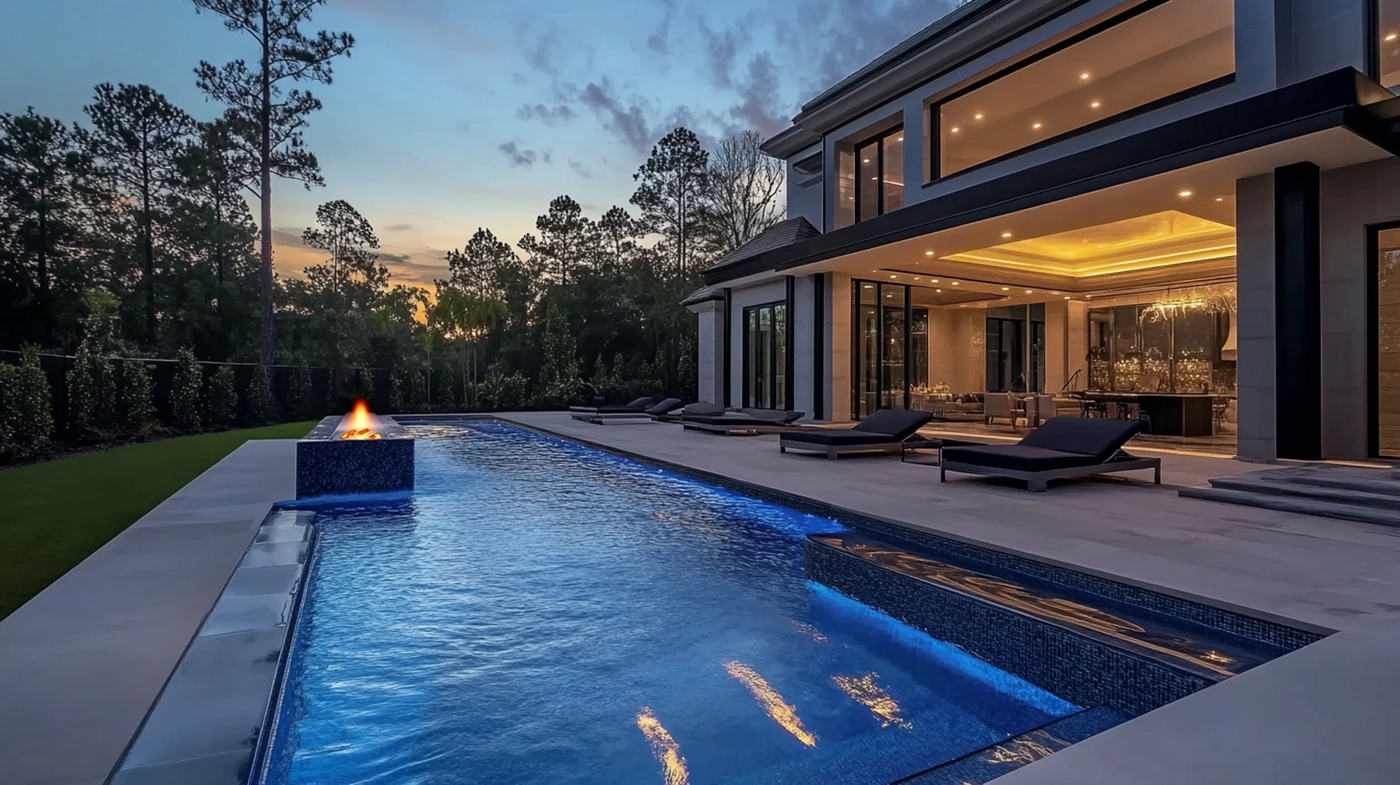 luxury pool with custom features