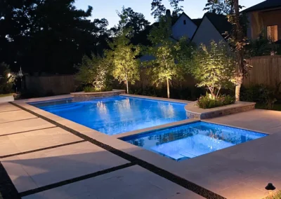 houston pool builder - pool at night